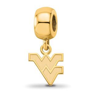 14k Gold Plated Silver West Virginia Univ. XS 'WV' Dangle Bead Charm